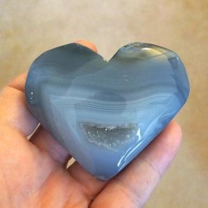 Orca Agate crystal heart with druzy.